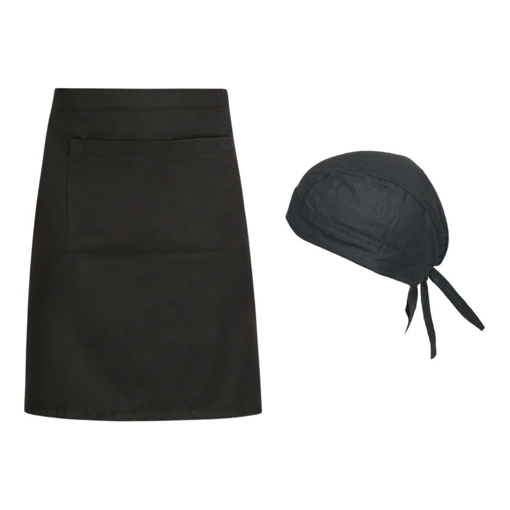 Avental Tipo Saia Com Bandana Para Garçom e Garçonete