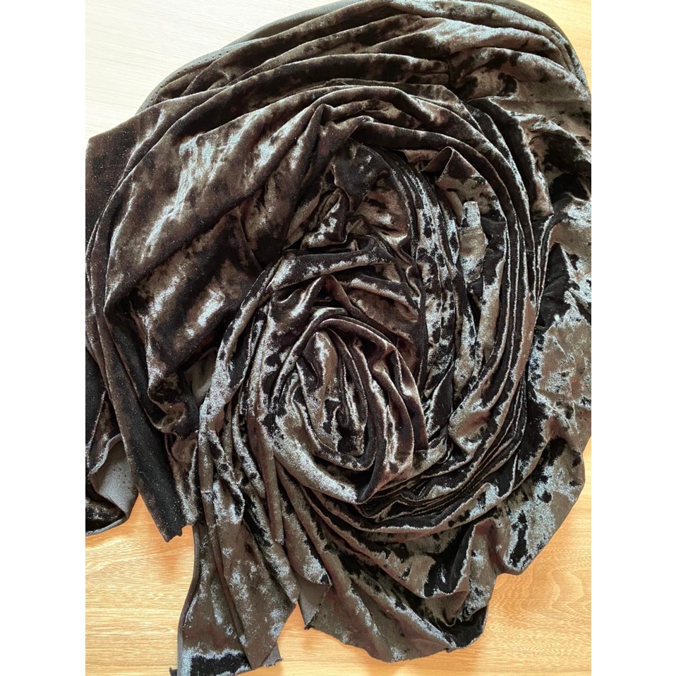 Tecido Veludo Molhado Preto de Alta Qualidade 1,50×1,00