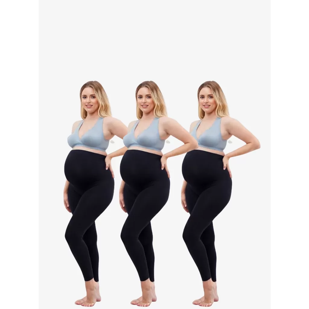 Kit 3 Pçs Calça Legging Gestante Maternidade Cos Sustentação