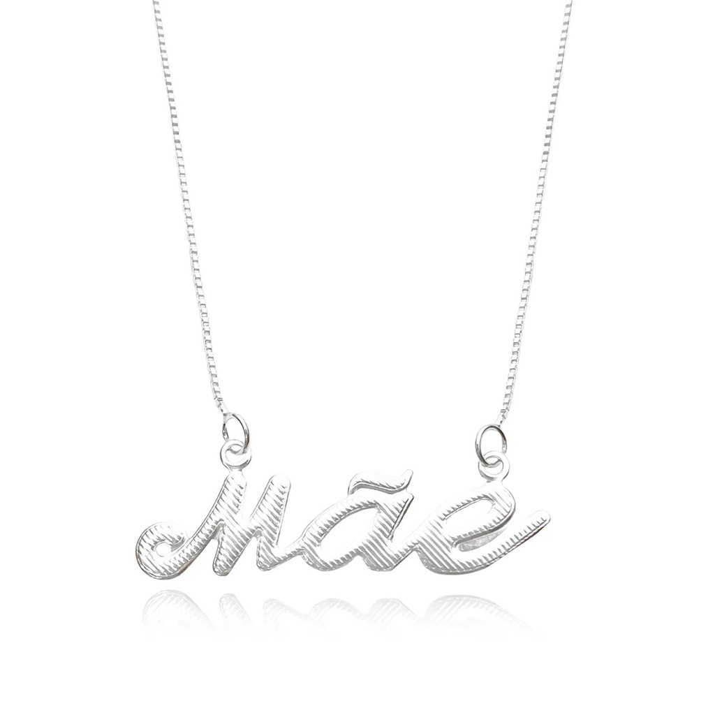 Colar feminino Com Pingente Mãe Banhada a Prata