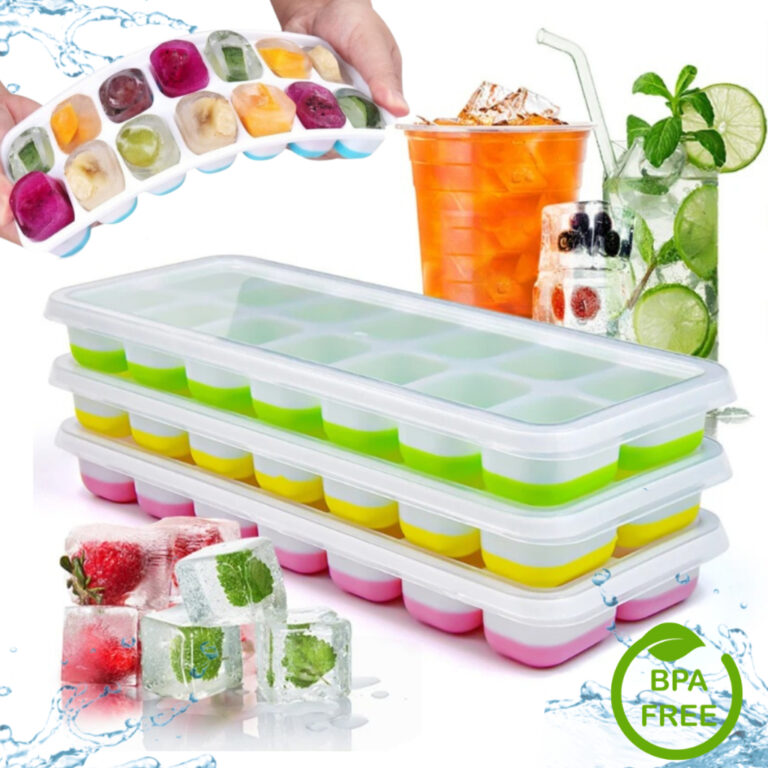 Kit 2 Formas de Gelo Silicone com Tampa Rígida Fl