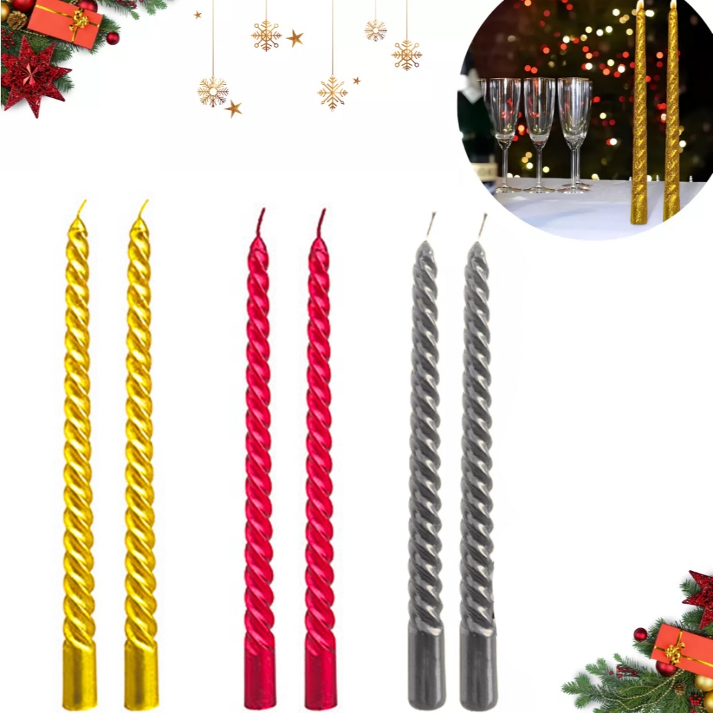 Vela castiçal kit decoração mesa de natal natalina 2 unidades festas cenários