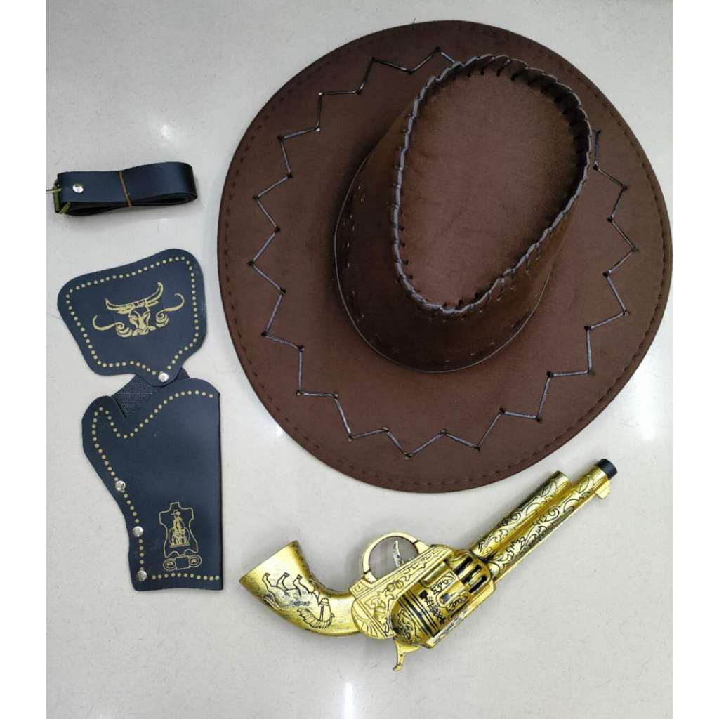 Kit Chapeu Cowboy E Xerife Para Festa /Carnaval