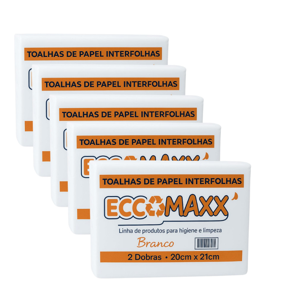 Kit com 5 pacotes Papel Interfolha Acacia 20×21 Branco