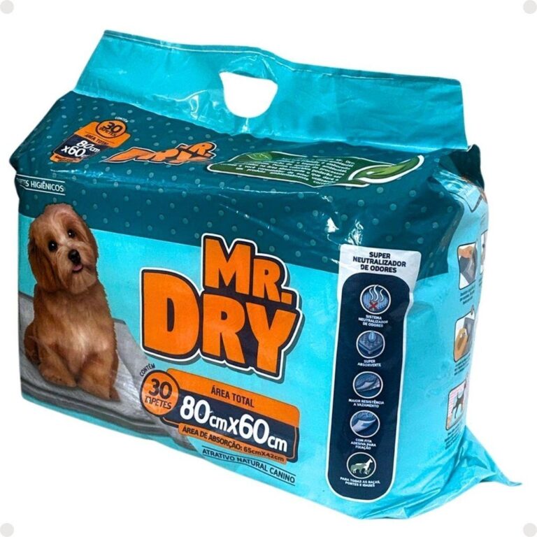 Tapete Higiênico Mr. Dry Com 30 Unidades 80cm x 6