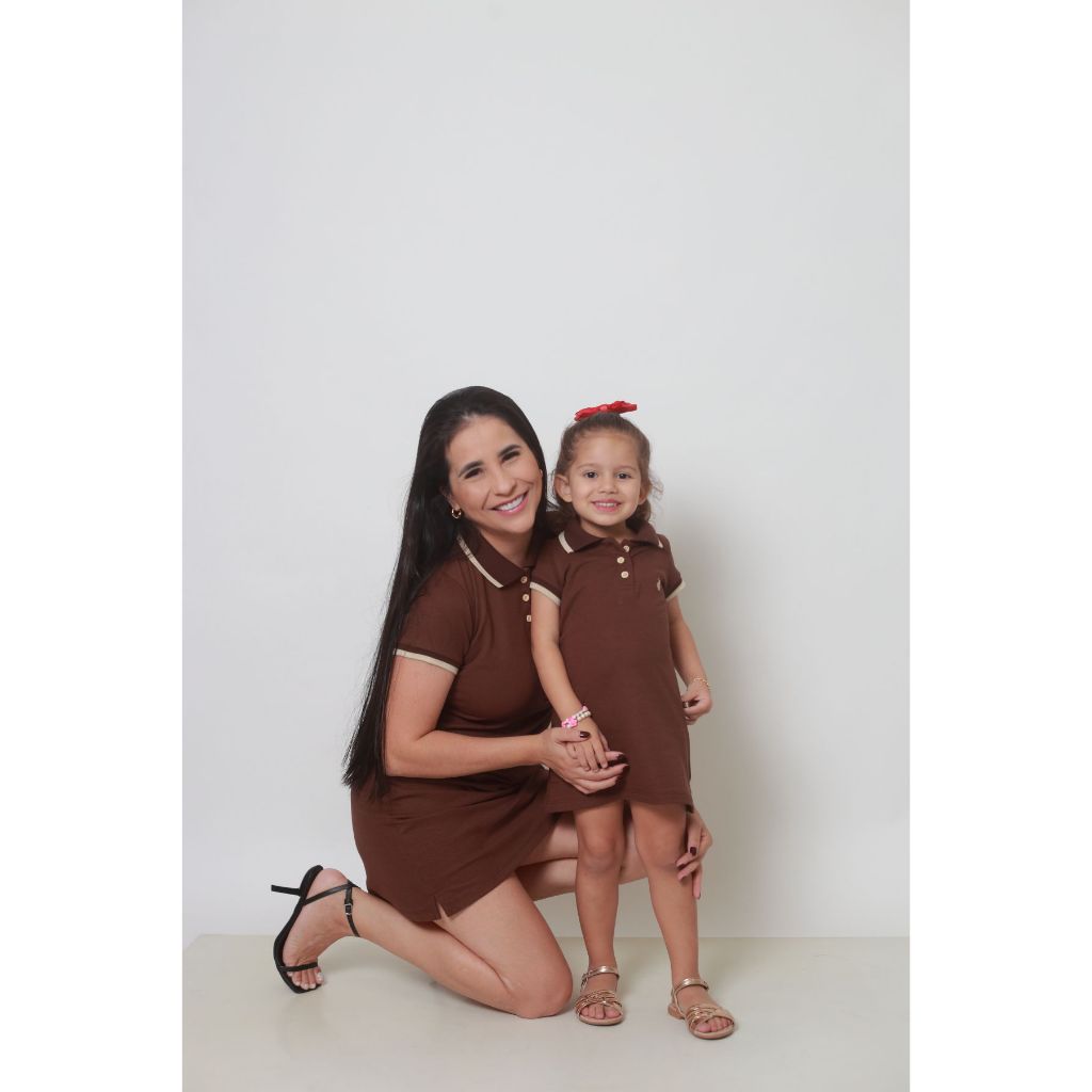 Kit vestidos polo tal mãe tal filha Marrom