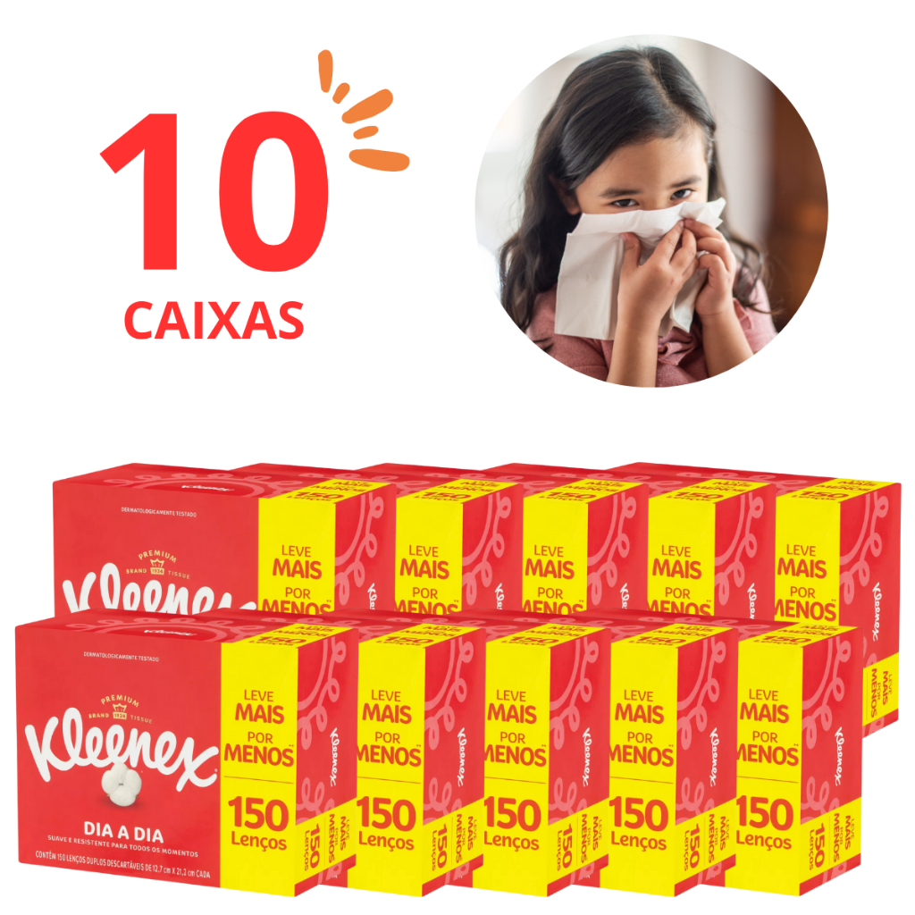 Kit 10 Caixas de Lenço Kleenex Toalhas de Papel Descartáveis Macias