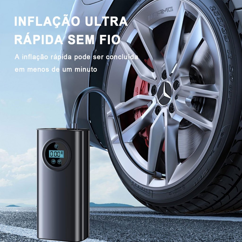 Mini Compressor de Ar Portátil Recarregável Digital USB Calibrador de Pneu Profission para Carro