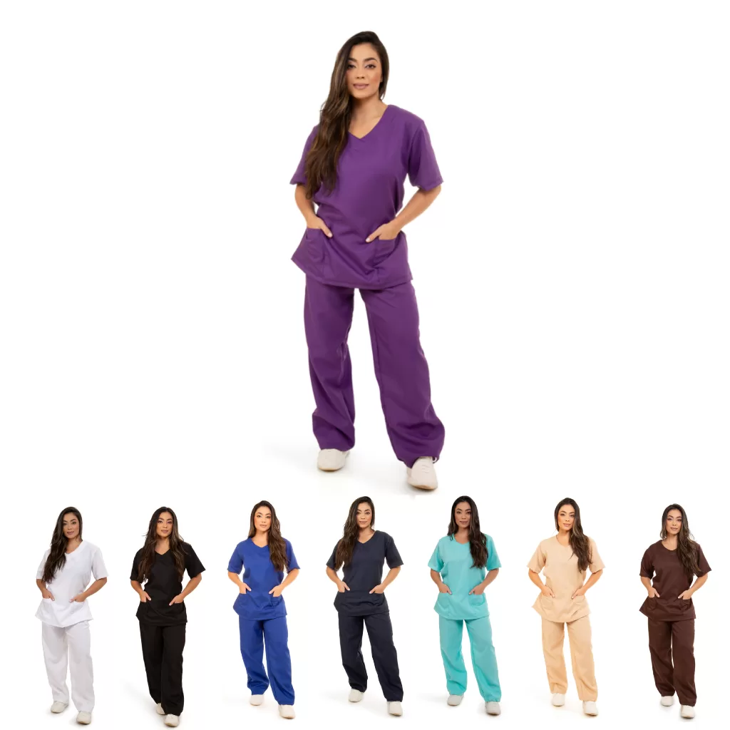 Uniforme Scrub Pijama Cirúrgico Enfermagem Escolha Unissex Cuidador Idoso Sem Estampa Liso Escolha S