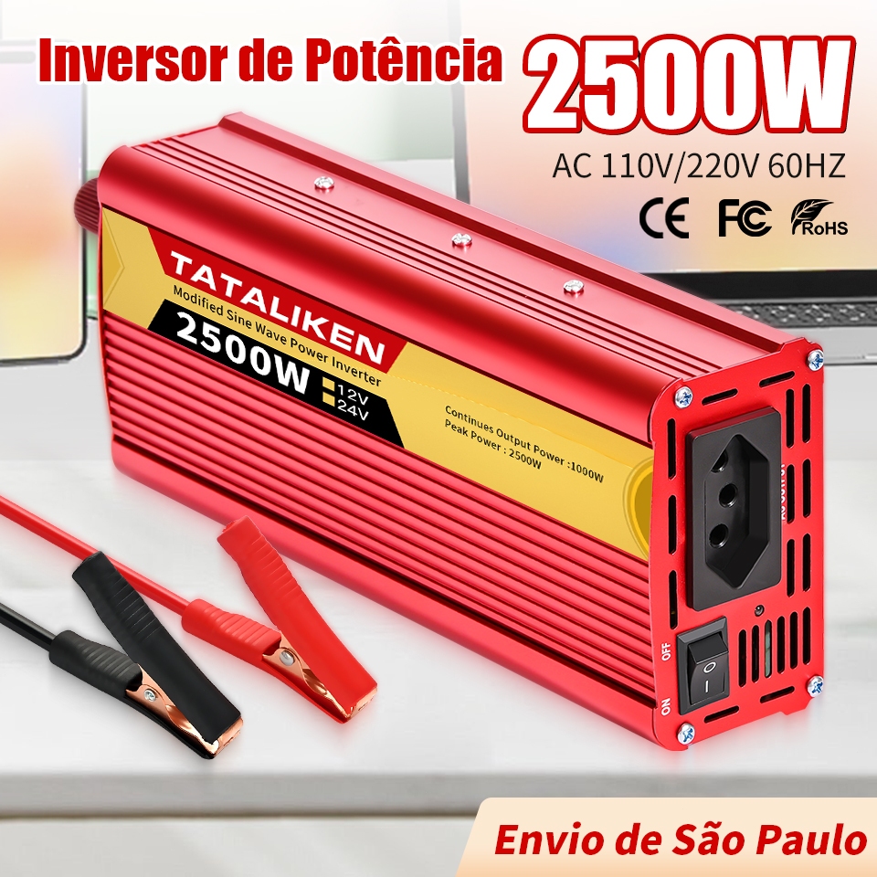 Inversor 12V Para 110V / 220V  2500W 2000W 1500W 600W Conversor De Potência Veicular