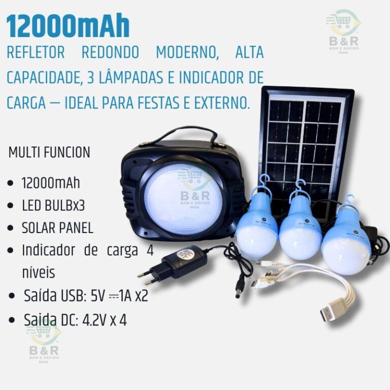 DP Kit de Energia Solar Portátil com Power Bank, 