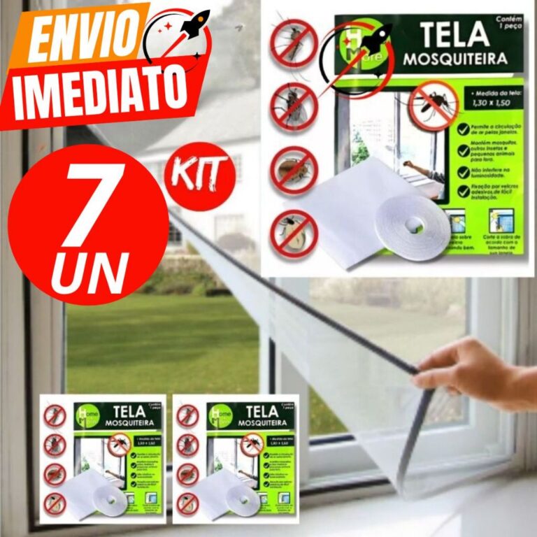 Kit Com 7 Tela Mosquiteiro 1,50 X 1,30 Anti Inseto