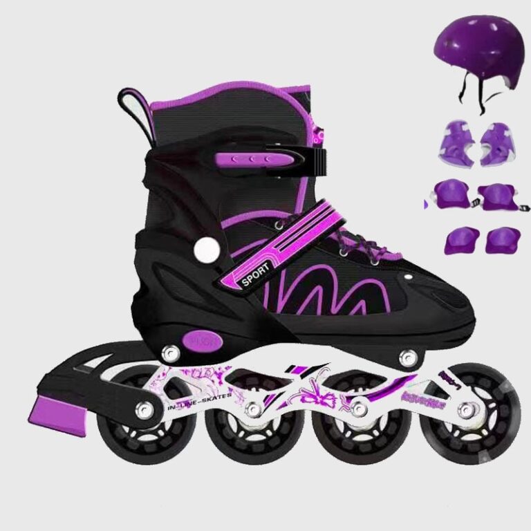 Patins Roller Inline Infantil Ajustável Roxo Com 