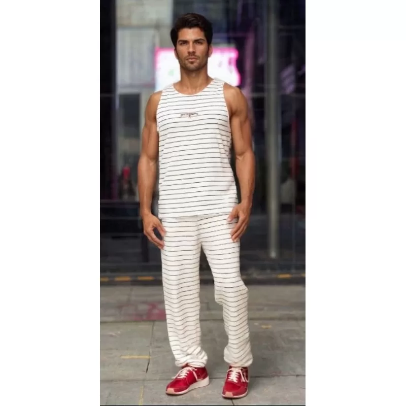 Conjunto Masculino Regata+Calça  De Ribana Canelada Verao