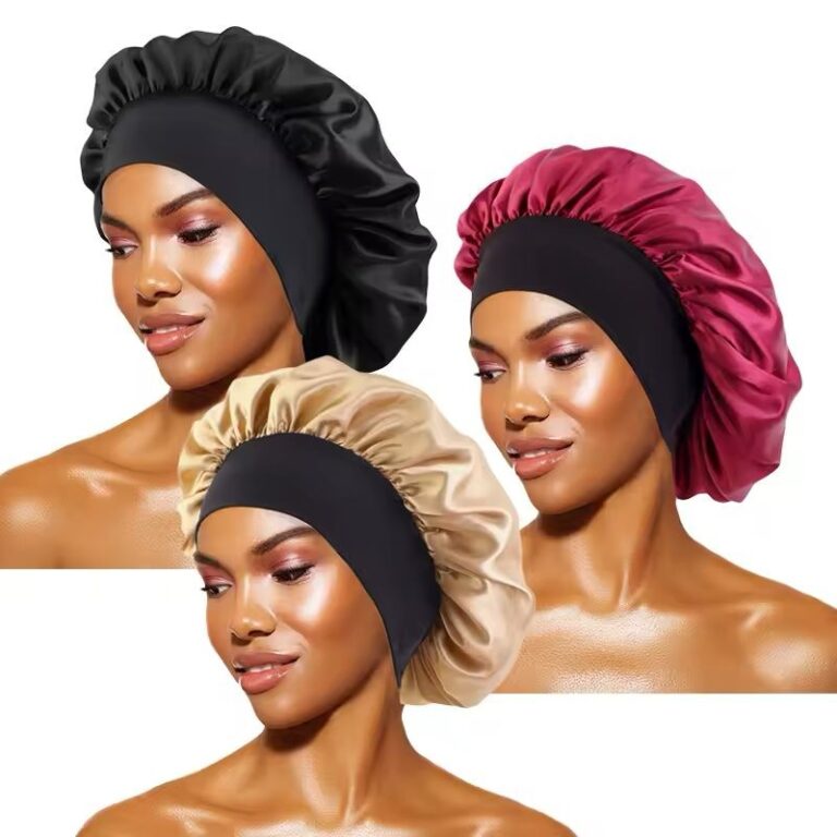 3 Peças Touca de Cetim com Faixa Toca de cetim se
