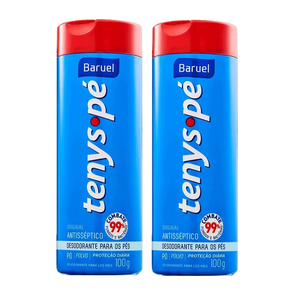 Kit 2 Talcos Tenys Pé Baruel em Pó Original 100g