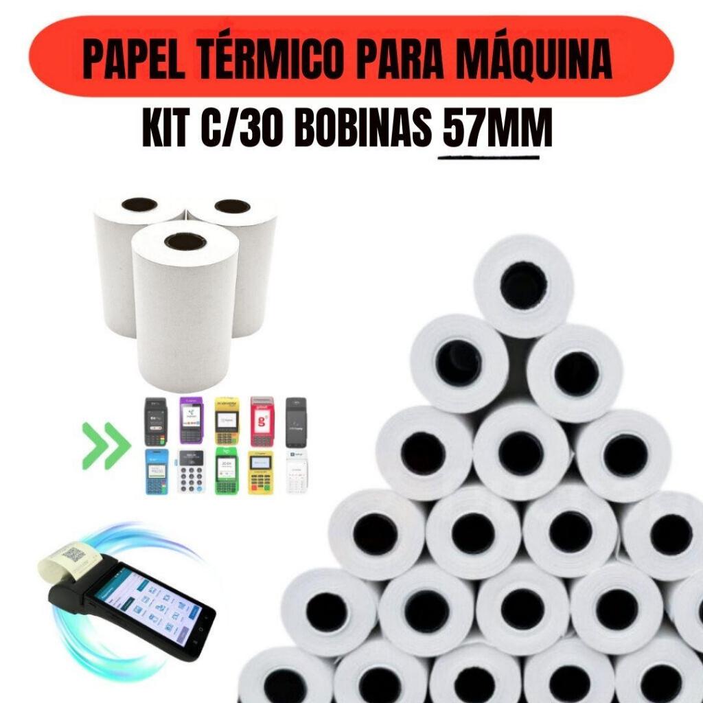 Bobina Térmica 57x16mm Branca  Ideal para Maquininhas e Pontos de Venda – 30 Unidade