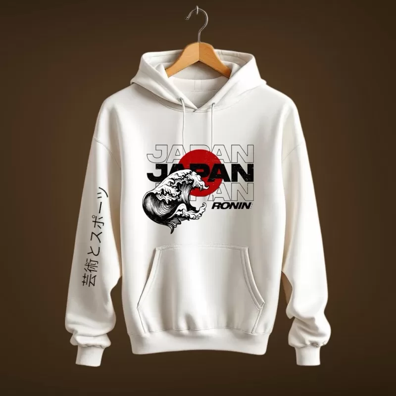 Blusa Moletom Canguru Flanelado Japonês Oriental Com Capuz Inverno Branco Masculino Roupa Unissex Qu