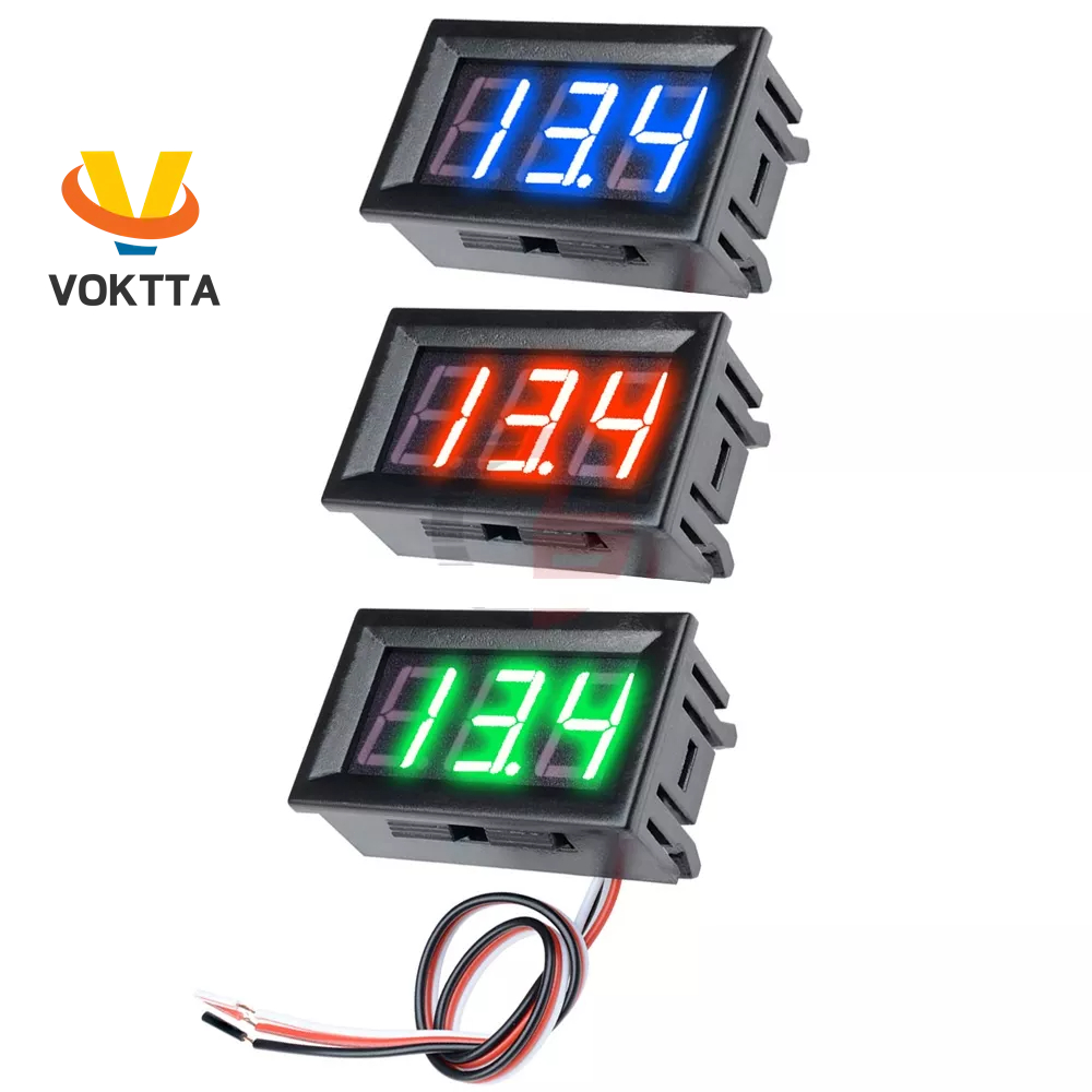 VOKTTA 3 Fios 0.56  LED Voltímetro Digital De Voltagem De Motocicleta Detector DC 12V Monitor De Cap