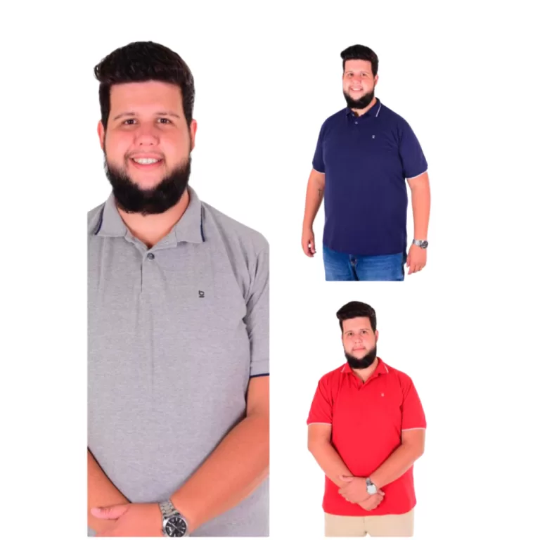 promoçao 3 camisas gola polo plus size g7 g8 g9