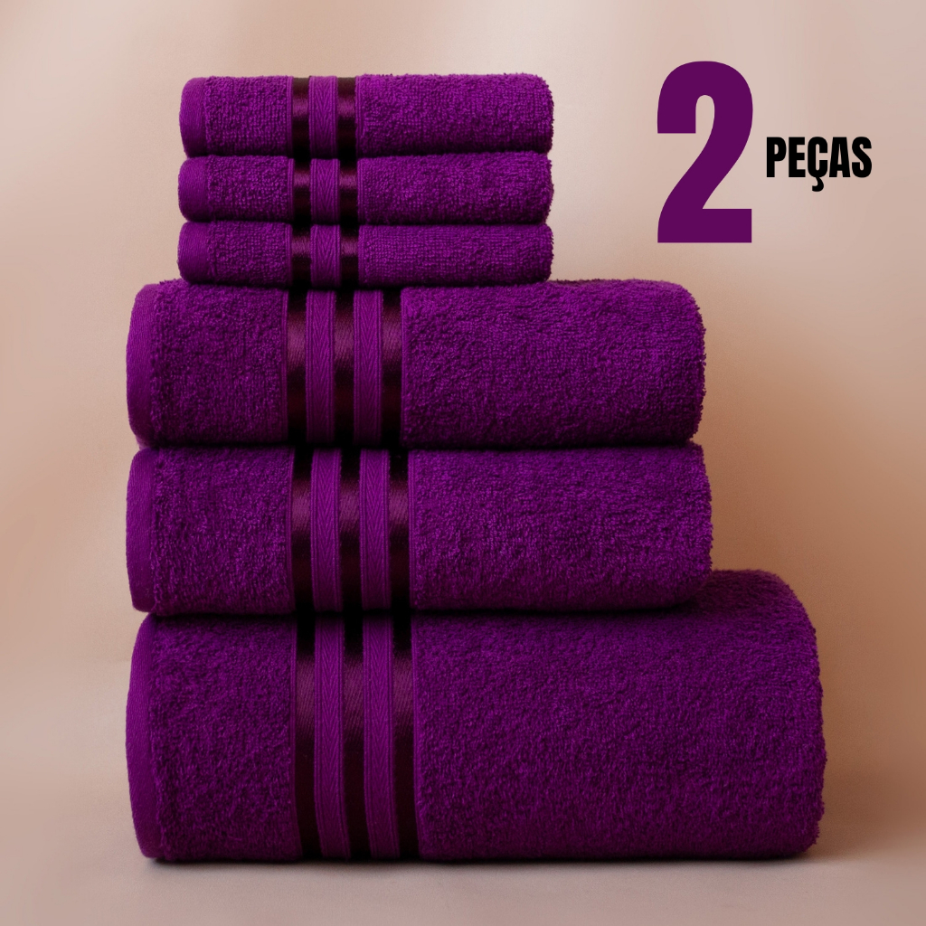 KIT 2 Toalhas – Banho e Rosto Grande Macia 100% Algodão Seca Rápido Ótima Absorção