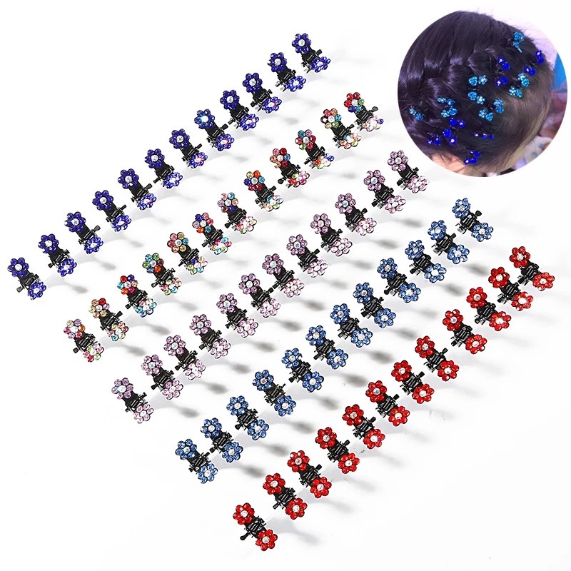 Kit 40 Mini piranha presilha para cabelo detalhada em strass