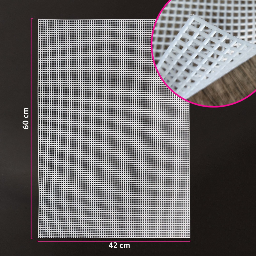 Malha chenille para bolsa 42x60cm retangular (Tela plástica) com furo de 4mm