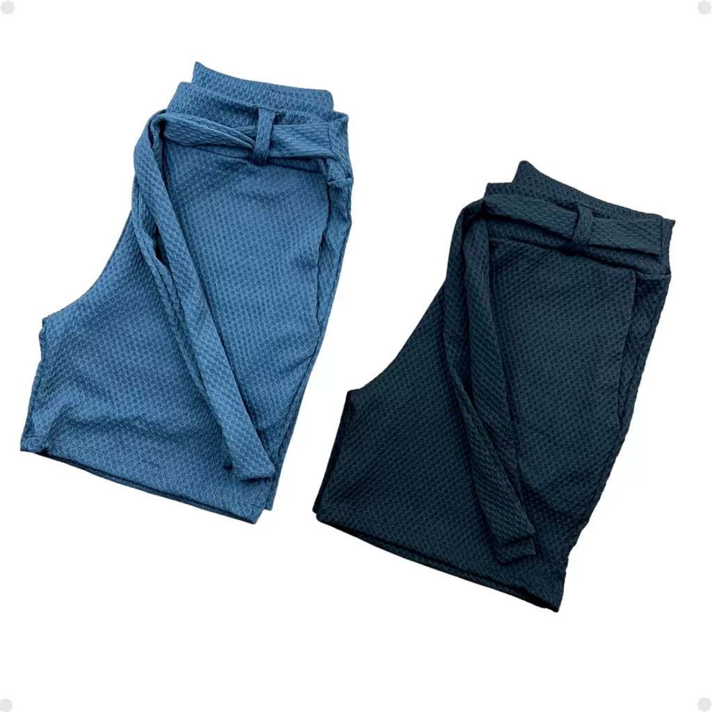 Kit 2 Shorts Feminino Adulto Colmeia De Amarrar Com Bolso