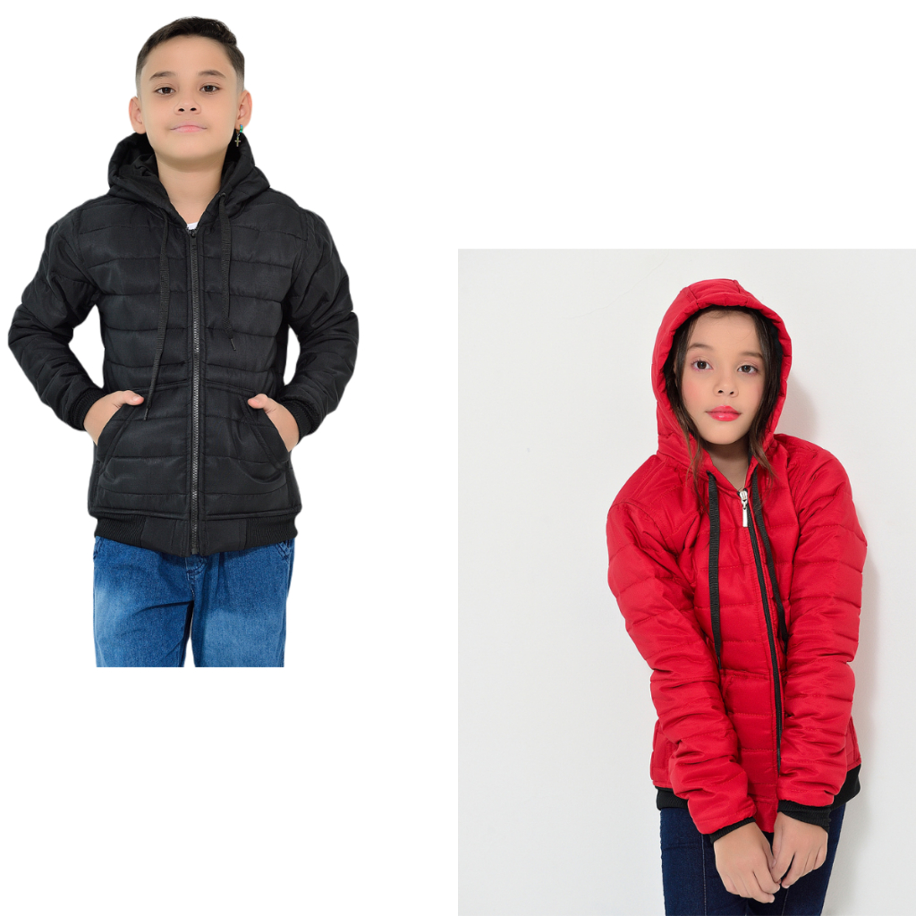 Casaco Bobojaco Infantil Infantojuvenil com Capuz  Moda Inverno