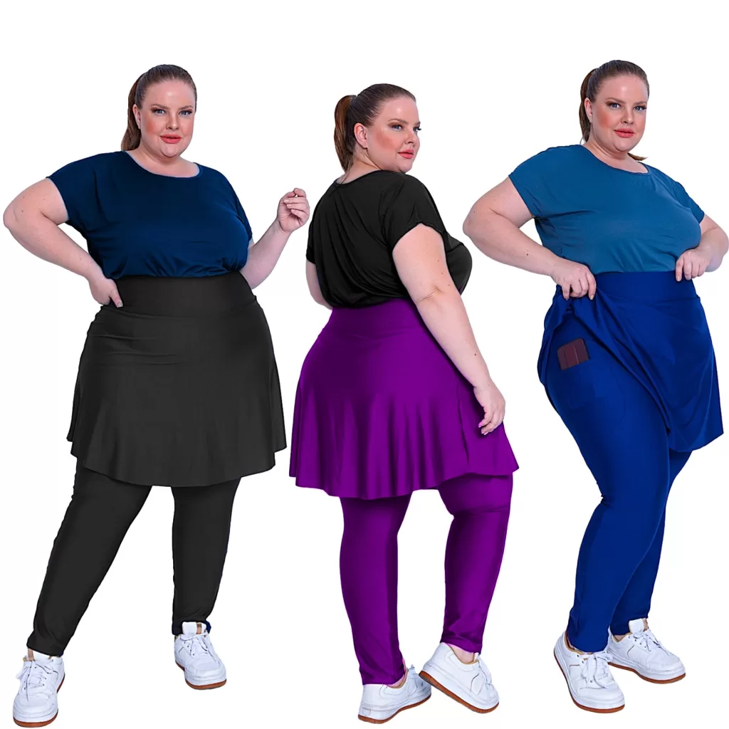 Calça Saia Roupa Para Academia Plus Size Feminina Modestia Legging