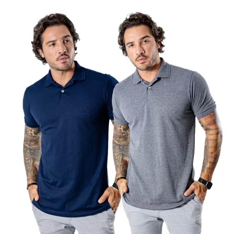 Kit 2 Camisa Polo Masculina Premium Piquet Duplo L