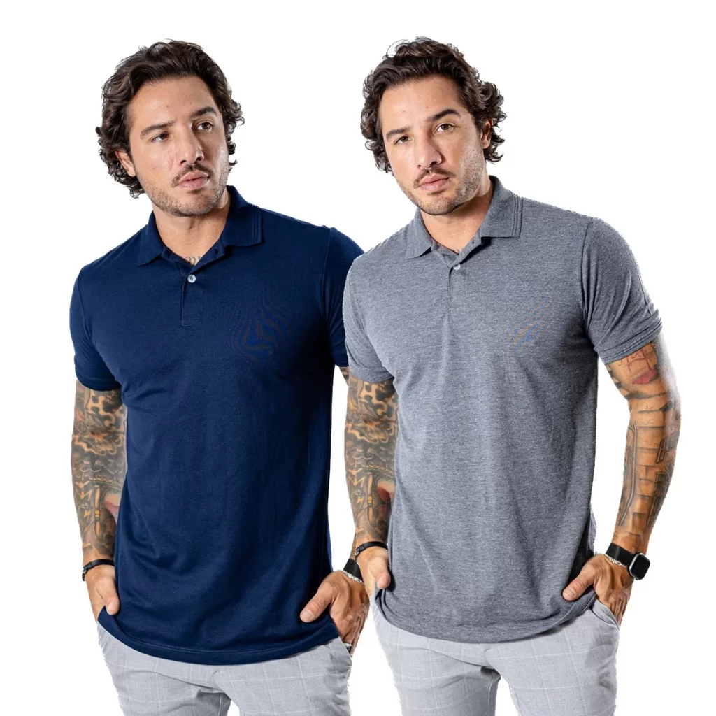 Kit 2 Camisa Polo Masculina Premium Piquet Duplo Lançemento para Homem