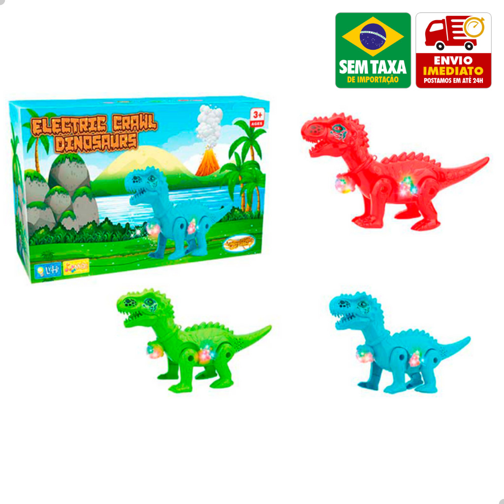 Dinossauro Musical Brinquedo Infantil Pilha Anda Acende Emite Som DuteToys DTY0738