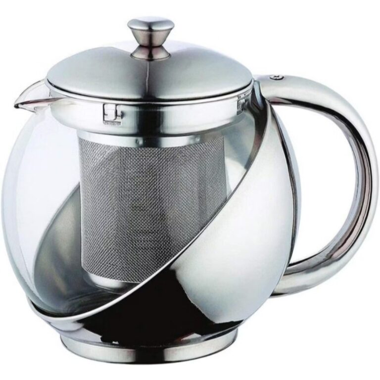 Chaleira Bule De Vidro E Inox Jarra Infusora Com C