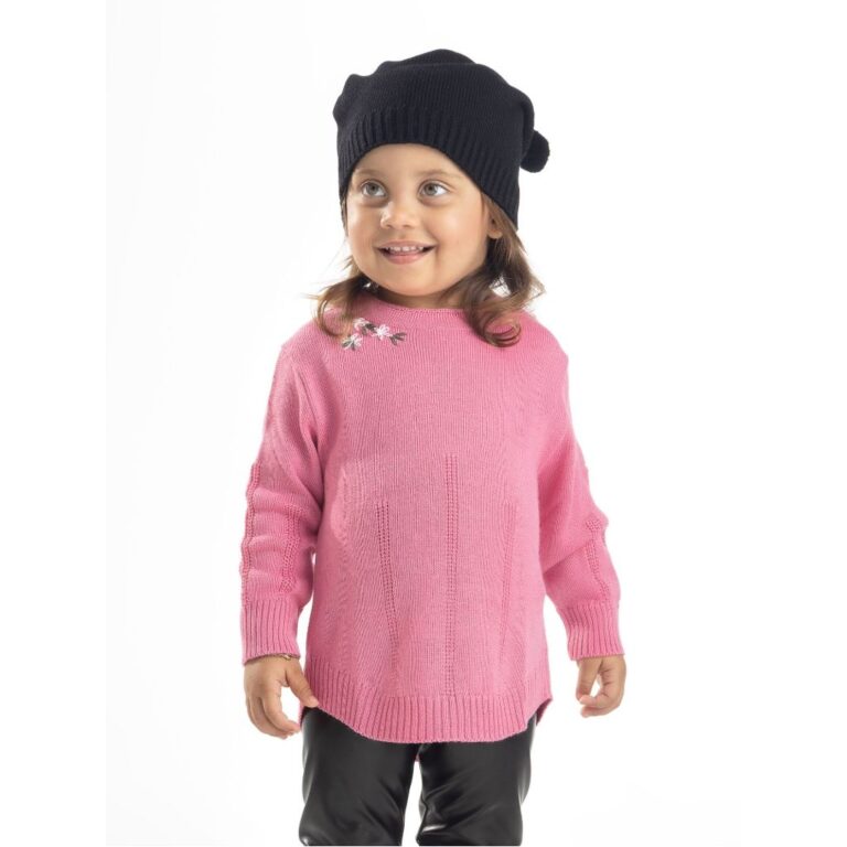 Suéter Blusa Tricô Infantil Menina Inverno Rosa 