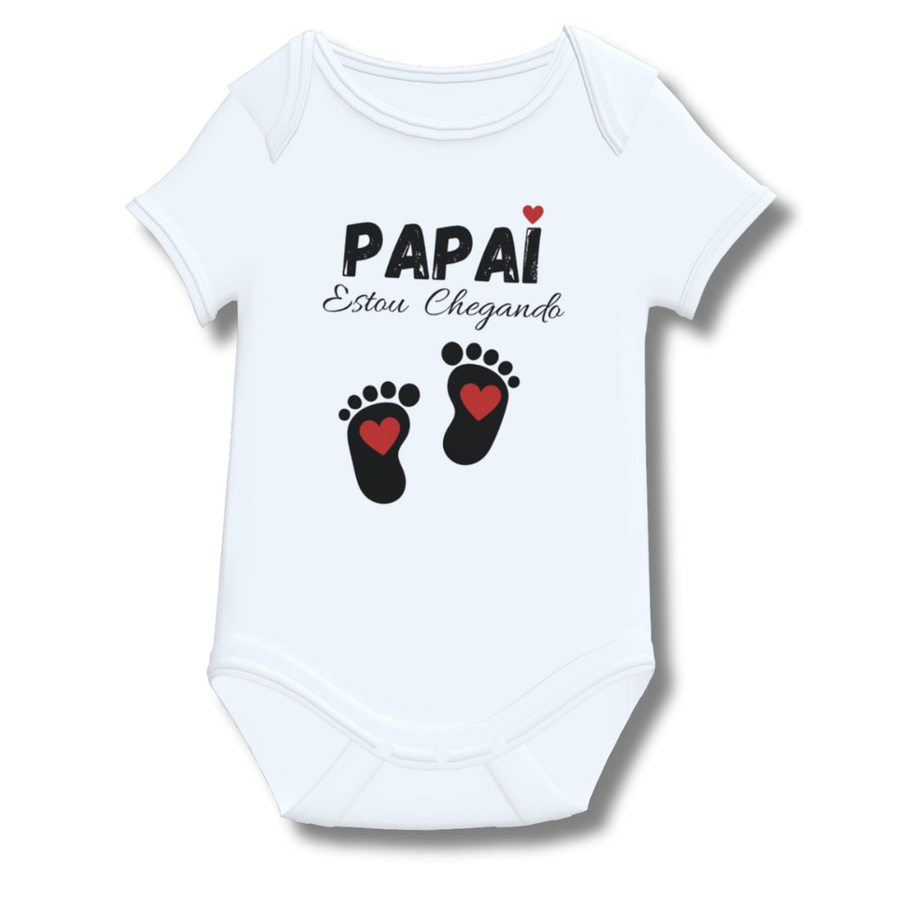 Body Bebê Personalizado Papai Estou Chegando Mesversario Chá de Bebê Sua Arte Sua Estampa