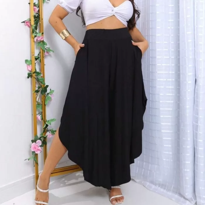 Calça Saia Feminina Envelope Godê Viscolycra com