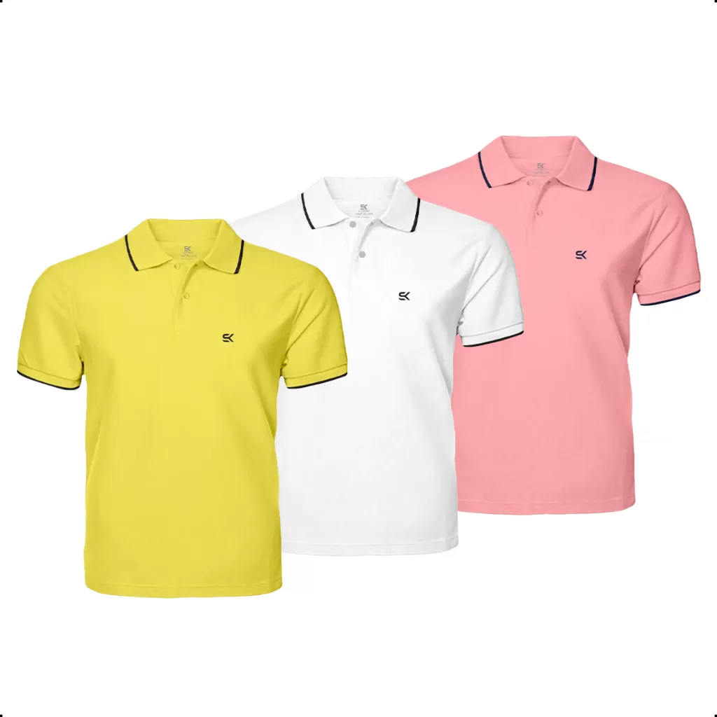 Kit 3 Camisas Gola Polo Masculina Original Sk Clothing P Ao Gg 100% Algodão