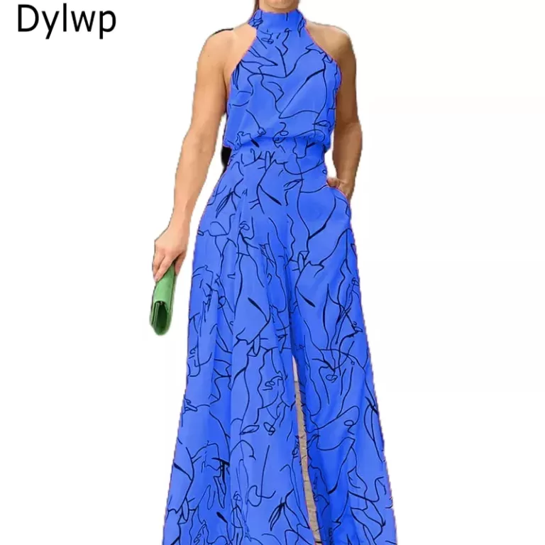 Macacão Longo Feminino Com BR Estampa Elegante Se