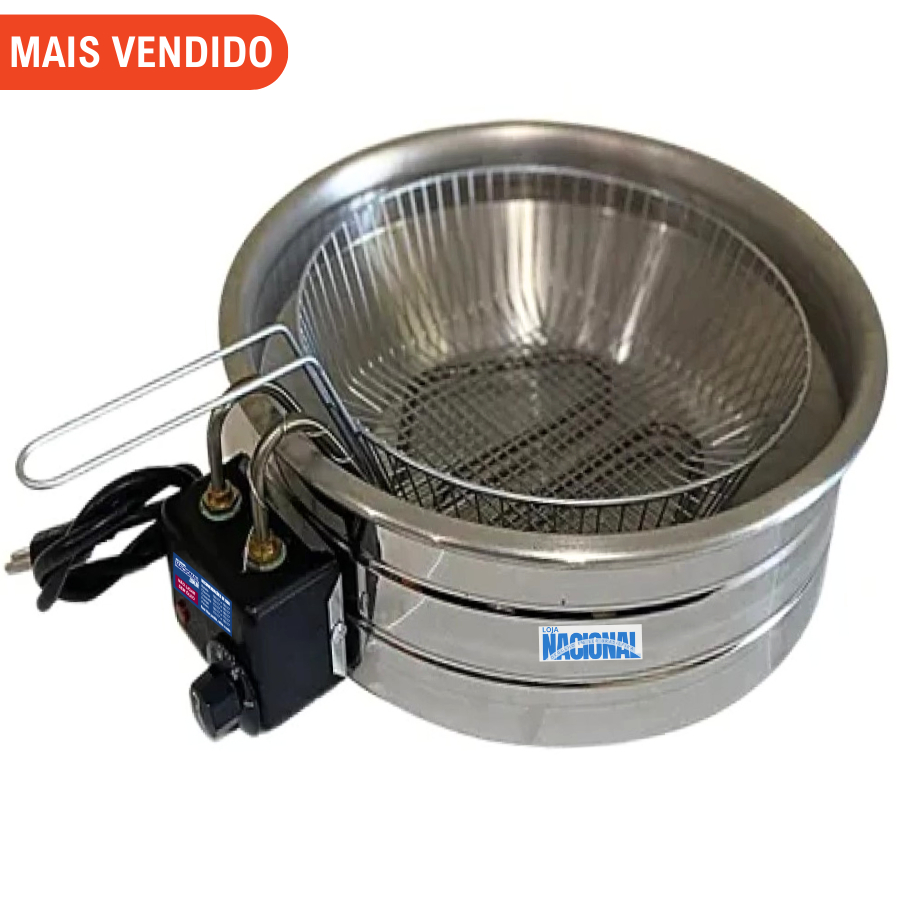 Fritadeira Elétrica Industrial Residencial 5L Tacho Redondo Batata Coxinha Frango Pastel Loja Nacion