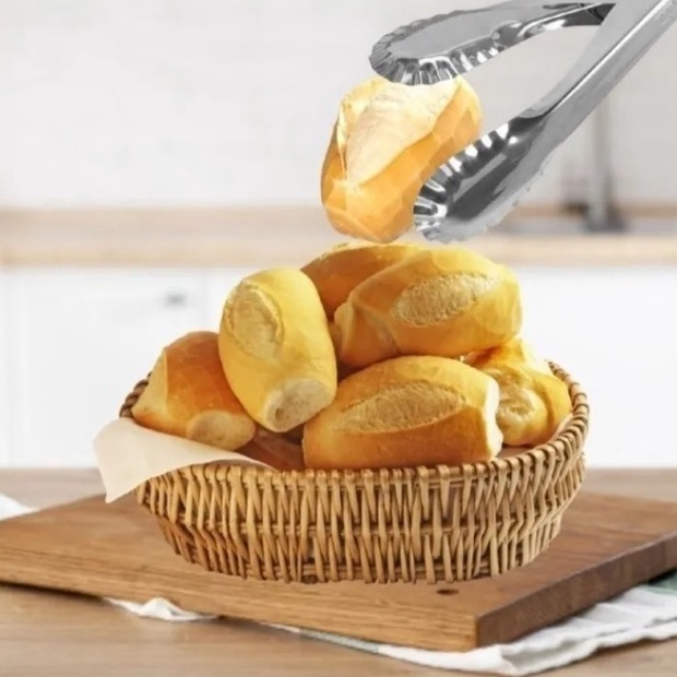 Pegador De Pão Inox 25 Cm Com Mola Reforçado Pad