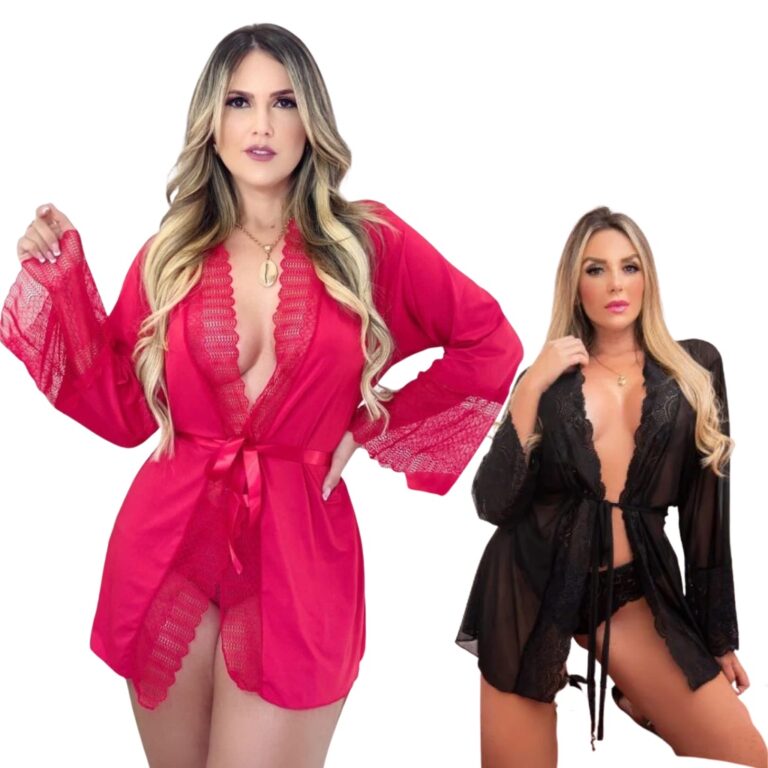 Kit com 2 robe com calcinha de renda
