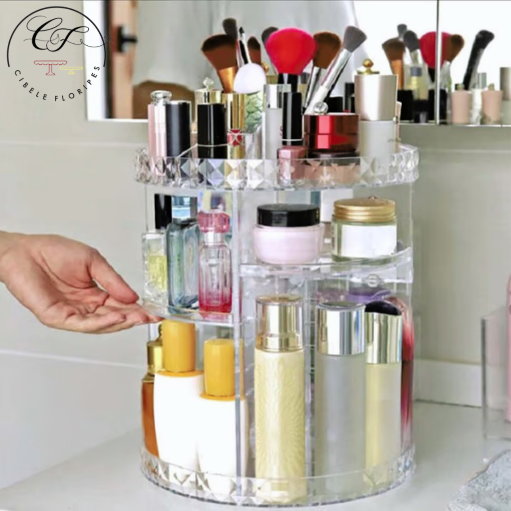Organizador Cosmético Maquiagem Acrílico Giratório 360.