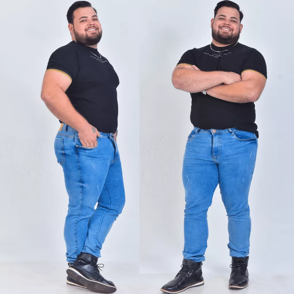 Calça Masculina Plus Size Brim Elastano Lycra Confortável Casual Tamanhos 48 50 52 54 Moda Grande