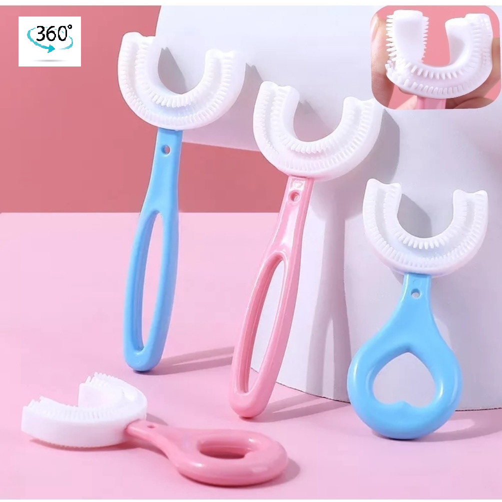 Escova De Dentes Infantil dental Em Forma De U 360 ° De Silicone Macio Para Crianças Limpeza Oral De