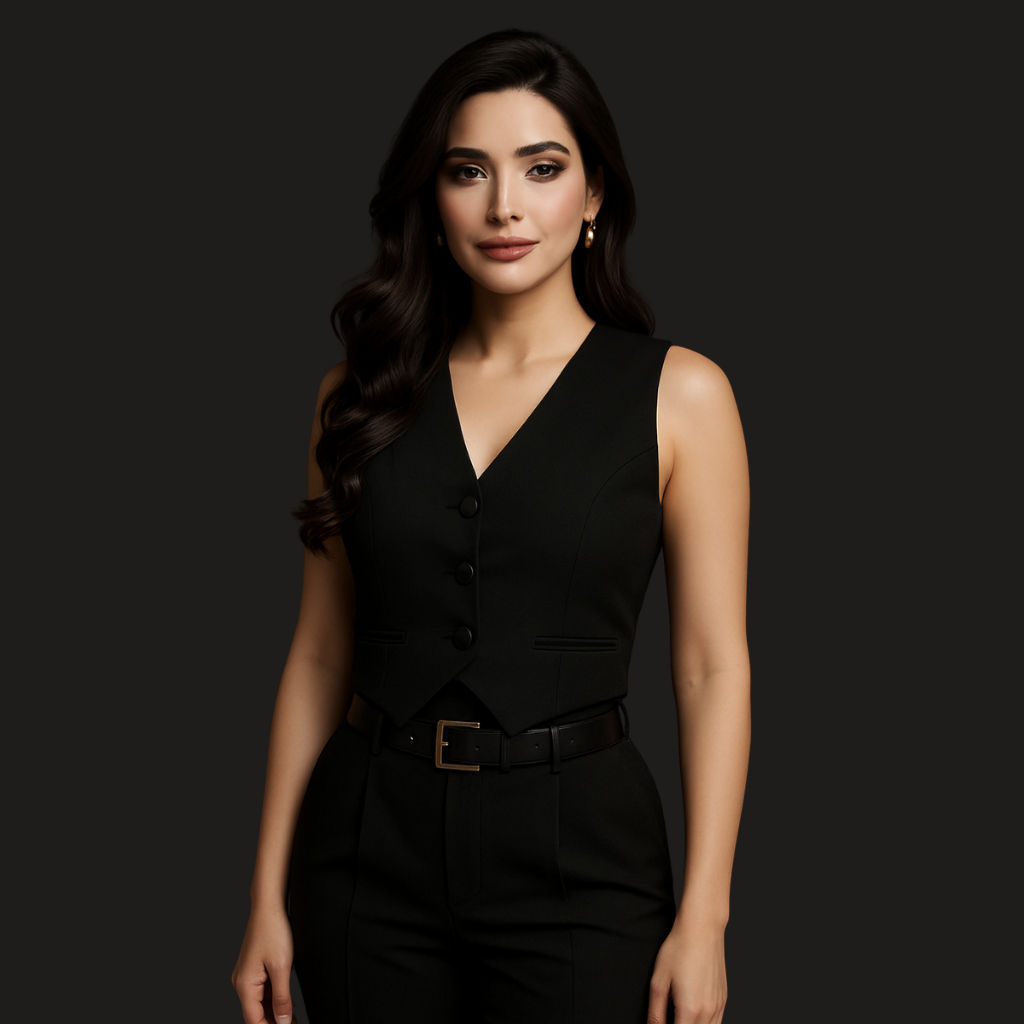 Colete Feminino Alfaiataria Blazer Social Moda Corselet Casual Com Botões De Trabalho Festa Social