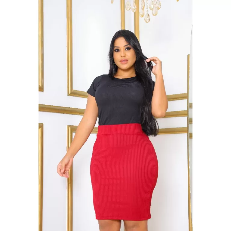 Saia e Blusinha moda Evangelica Tecido Canelado