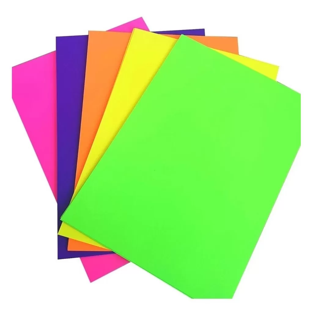 Papel Neon Color Plus A4 180 gramas Todas as Cores com 10, 20, 30, 40, 50 Folhas