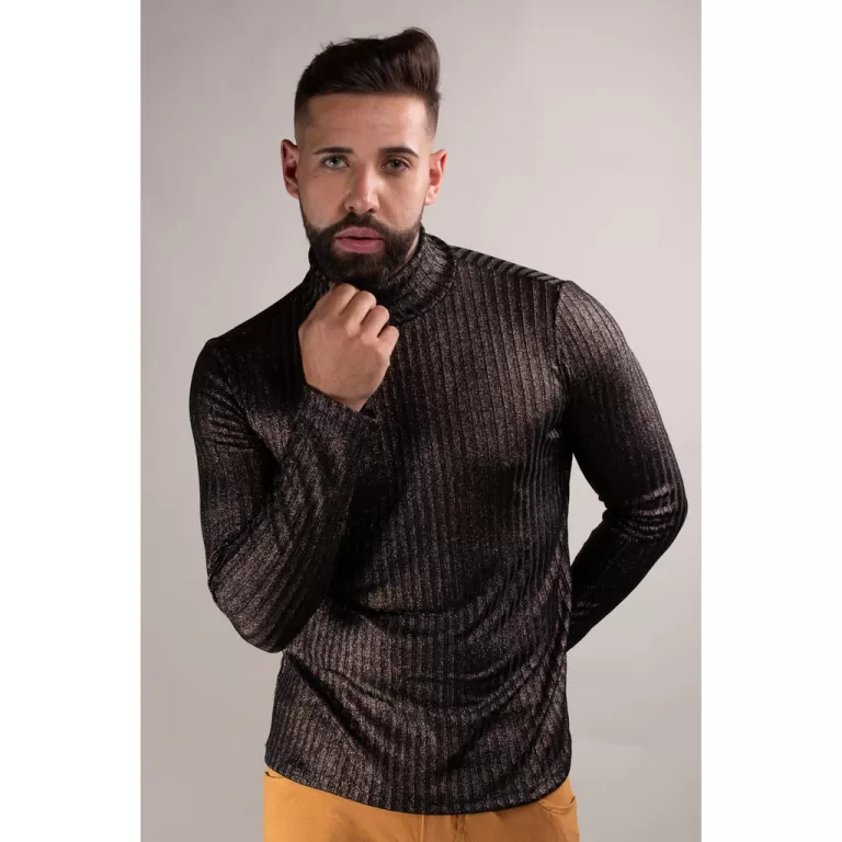 Blusa Masculina Malha Canelada Gola Cacharrel Dour