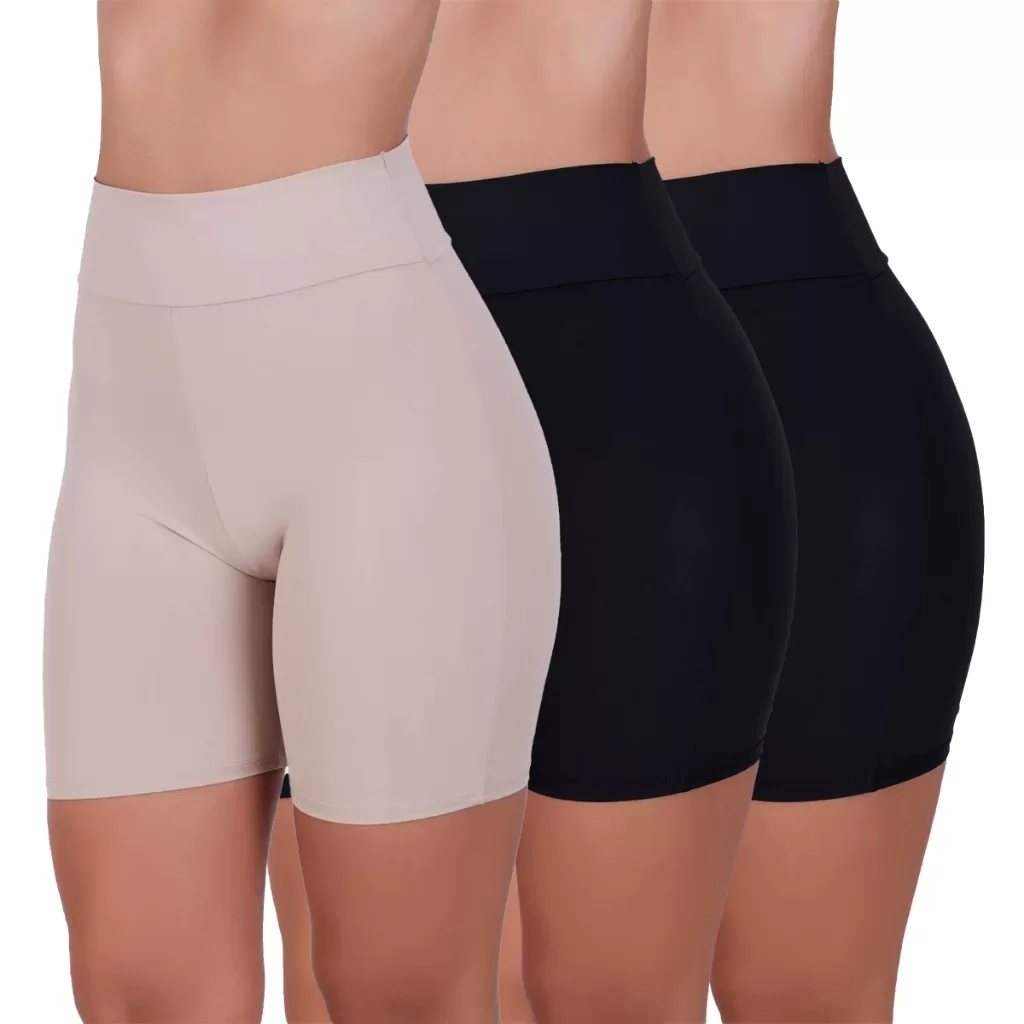 Kit 3 Short Anágua Segunda Pele Poliamida Conforto Cós Duplo Feminino Bermuda Íntima Lingerie